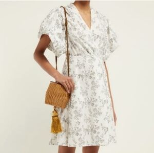 Chic Thierry Colson Cotton Pouf Dress poof sleeve wrap dress parisian Preppy NWT